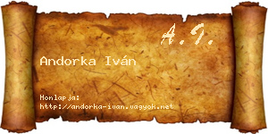 Andorka Iván névjegykártya